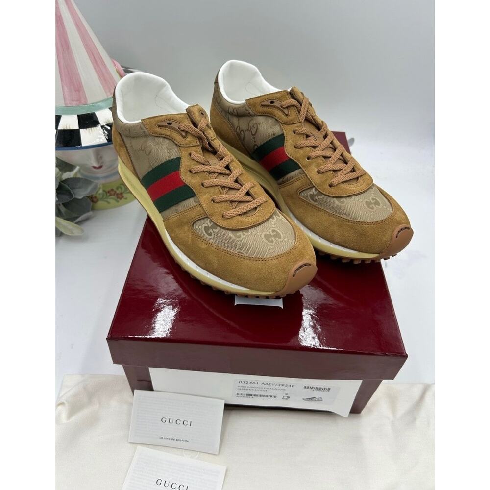 Men's Gucci re motion, canvas and suede sneakers size 9, made in Italy